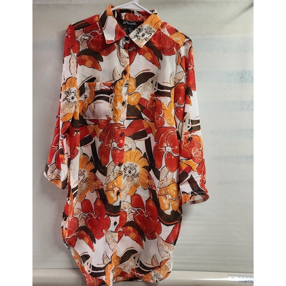 Vincente Milan Sheer Cardigan‎ M Multicolor Swirl Print Lightweight Pre-Owned - Picture 1 of 6